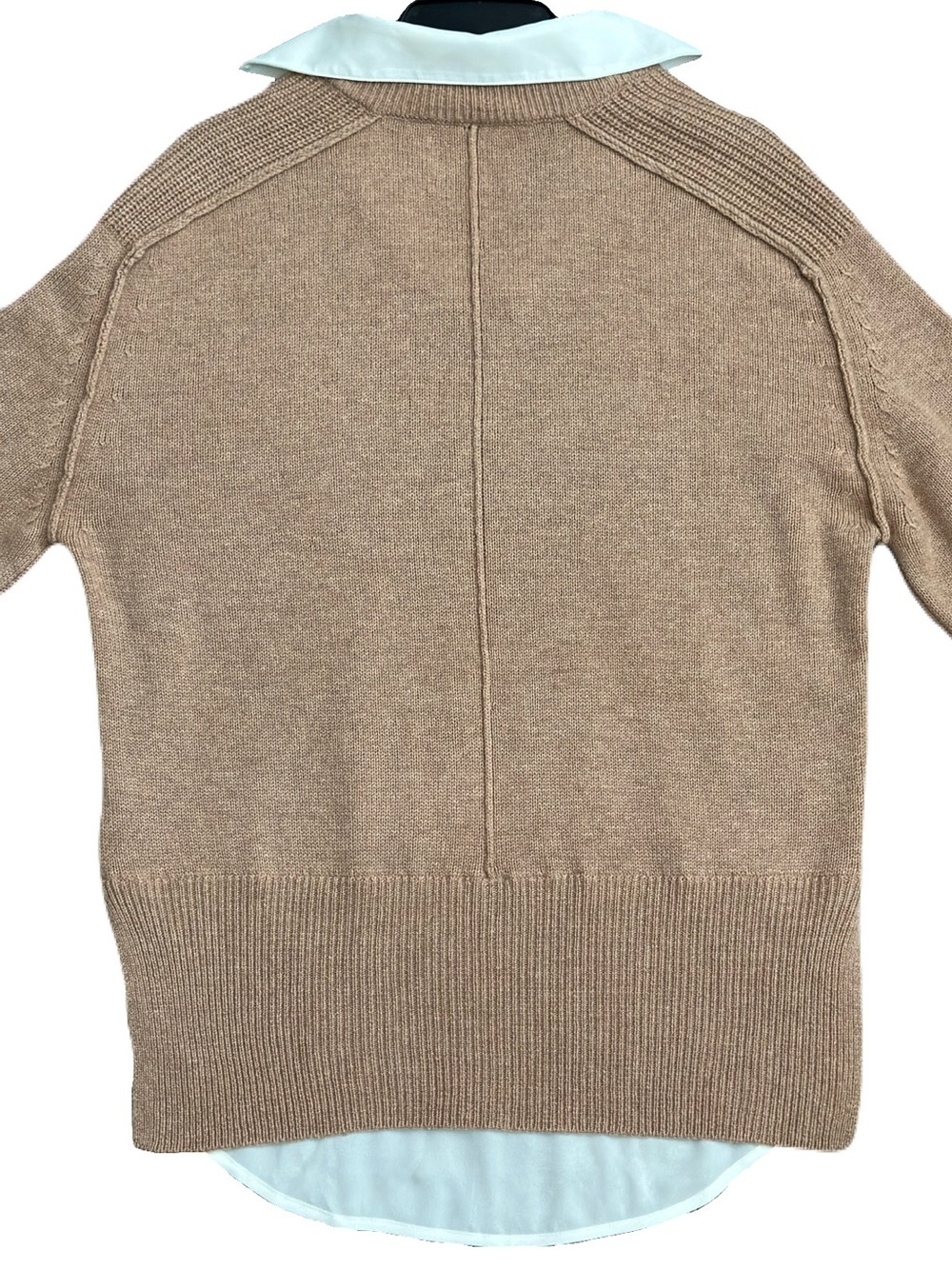 Brochu Walker The Looker Layered V Neck Wool Cashmere Camel Brown Sweater size S - Picture 13 of 16